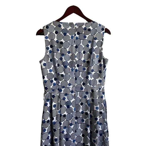 Anne Klein Women Dress 10 Geometric Dot Pockets Belt Flare Career Travel Event - Picture 9 of 12